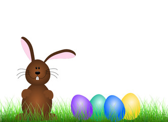 Modernes Osterhäschen mit bunten Eiern