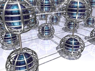 Balls in a circular metal grid
