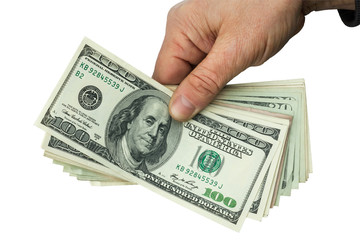 Man's hand keeps money