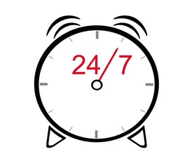 Opening hours on the alarm clock - 24 hours 7 day