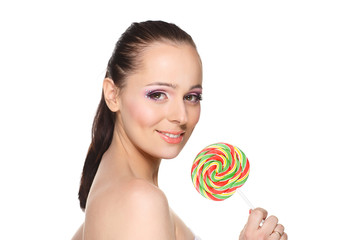 Young woman with lollipop.