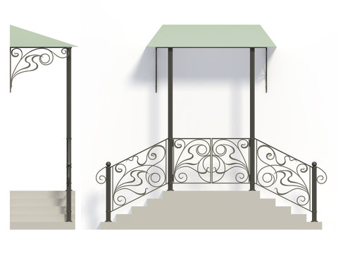 recommend clip art: Wrought iron stairs railing and canopy