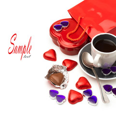 Valentine's Day composition with heart shape chocolate