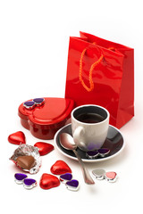 Valentine's Day composition with heart shape chocolate