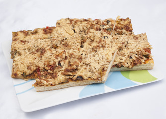 Pizza slices on a plate
