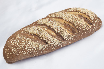 Loaf of bread on white background