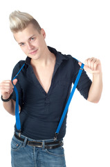 Portrait of handsome man in blue shirt