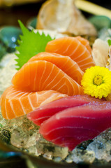 Sashimi set of salmon, tuna, Japanese food