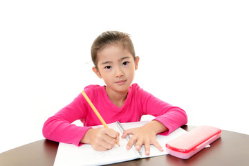 Naklejka premium 勉強に励む女の子