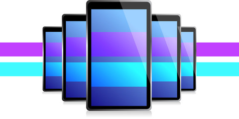 color lines set of electronic Tablets illustration