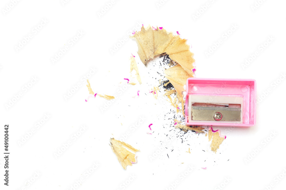 Wall mural pencil sharpener with shavings