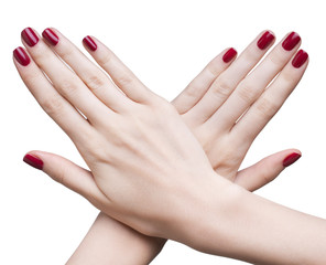 hands with red manicure
