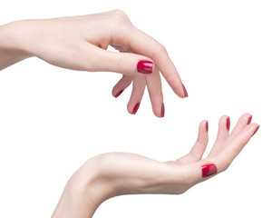 hands with red manicure