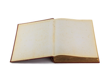 Old book open isolated on white background
