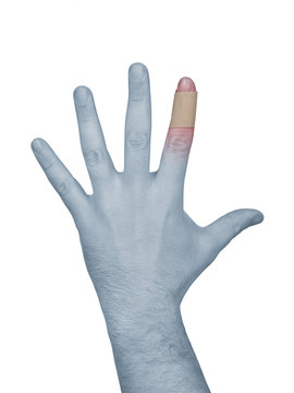 Adhesive Bandage man finger.