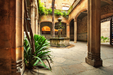 view of an typical patio in Spain - obrazy, fototapety, plakaty