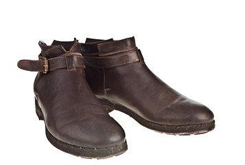 Brown man's shoes isolated on white background