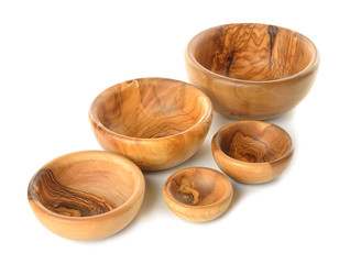 Dishes from the olive tree on a white background