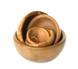 Dishes from the olive tree on a white background