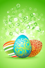 Easter Background with Decorated Eggs