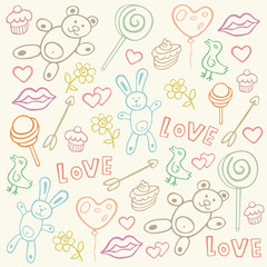 seamless pattern with love doodles