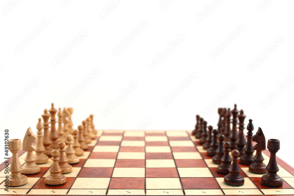 Poster chess on chessboard before the game