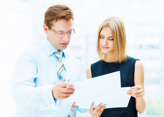 Fototapeta premium Two young business collegues.