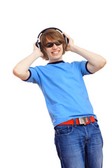 Fototapeta premium Happy smiling young man dancing