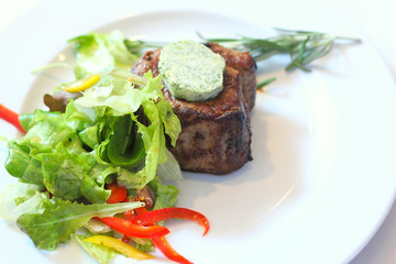 Roasted steak on the plate