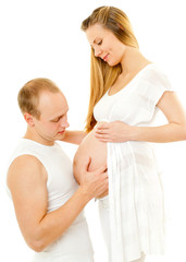 young couple expecting a baby. pregnancy.