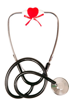 Medicine stethoscope with red heart