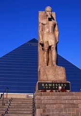 Pyramid and Ramesses statue, Memphis, USA.