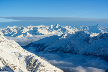 Panorama of swiss alps in wintes