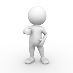 3D Minimalistic Person Giving The Thumbs Up