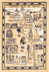 Fototapeta na wymiar Mapa turystyczna Egiptu malowane na papirusie