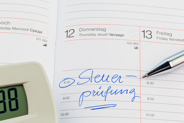 Eintrag im Kalender: Steuerprüfung
