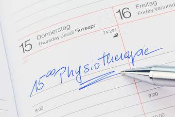 Eintrag im Kalender: Physiotherapie