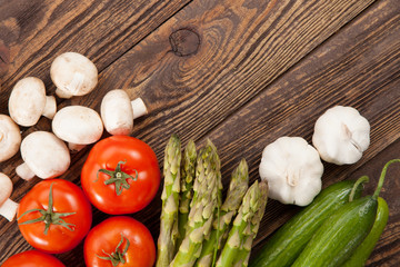 Fresh vegetables on a wooden table