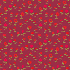 Seamless decorative red flowers pattern