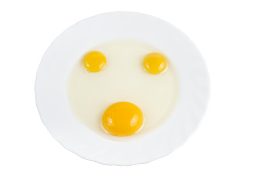 Raw egg yolk on the plate