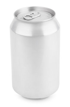 Aluminum soda can isolated on white with clipping path