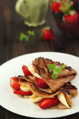 Crepes with banana and strawberry