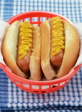 Hot dogs with mustard
