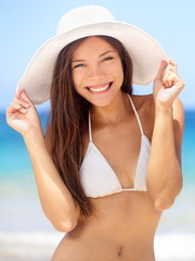 Happy young woman beach portrait