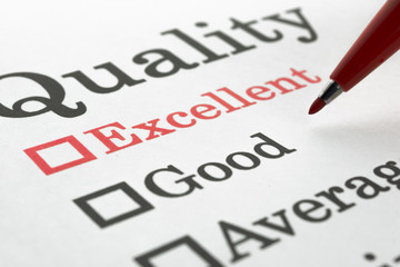 Obraz premium Quality Excellent Good Average Fair Poor check boxes