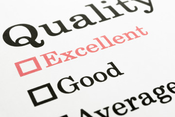 Quality Excellent Good Average Fair Poor check boxes