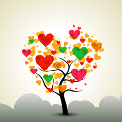 Naklejka na ściany i meble Valentines Day background with love tree.