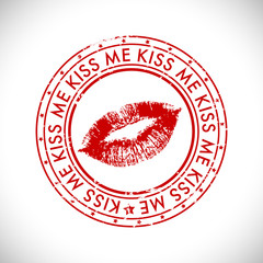 Valentines Day rubber stamp with text kiss me.