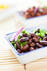 Cooked beans in bowls