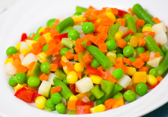 Mixed vegetables on a plate